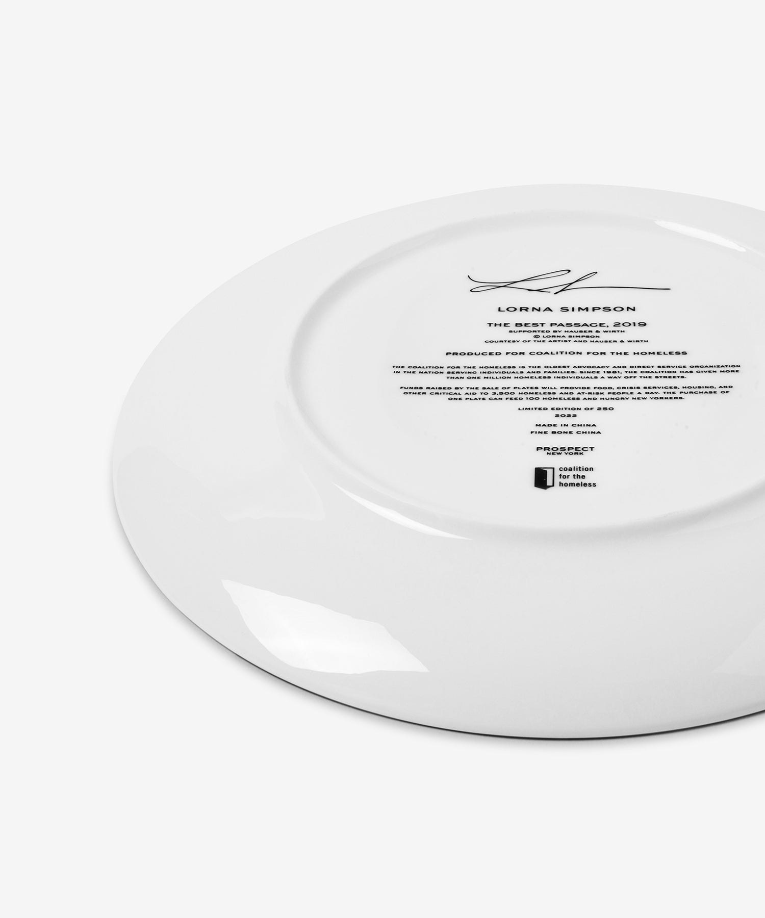 Lorna Simpson 'The Best Passage' Plate