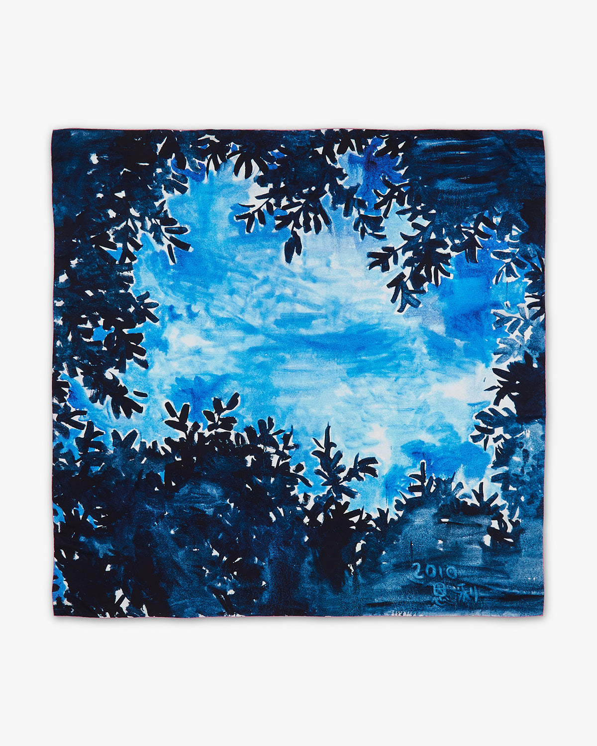 Zhang Enli Blue Tree Large Silk Square